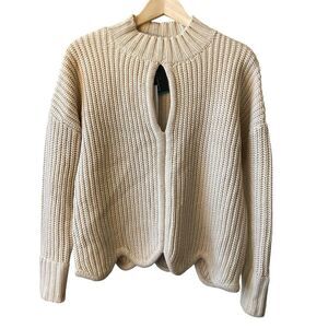 Endless Rose womens pullover turtle neck Keyhole Chunky knit sweater‎ Beige sz S